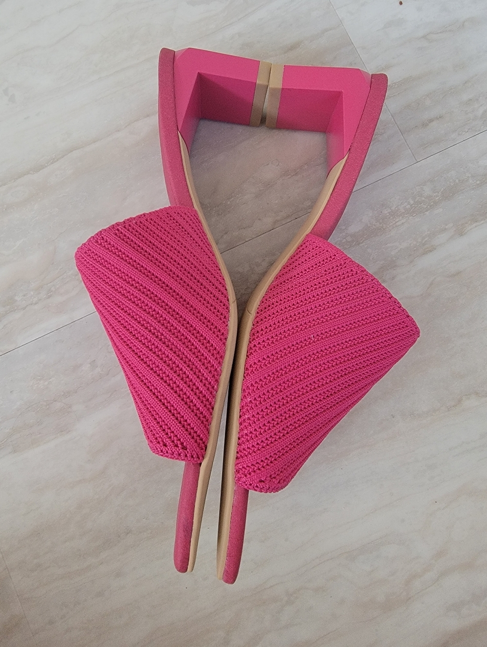 Vivaia Square Toe Block Heel Jade Pro Pink Pitaya Opeb Toe Shoe 38 - Picture 2 of 5